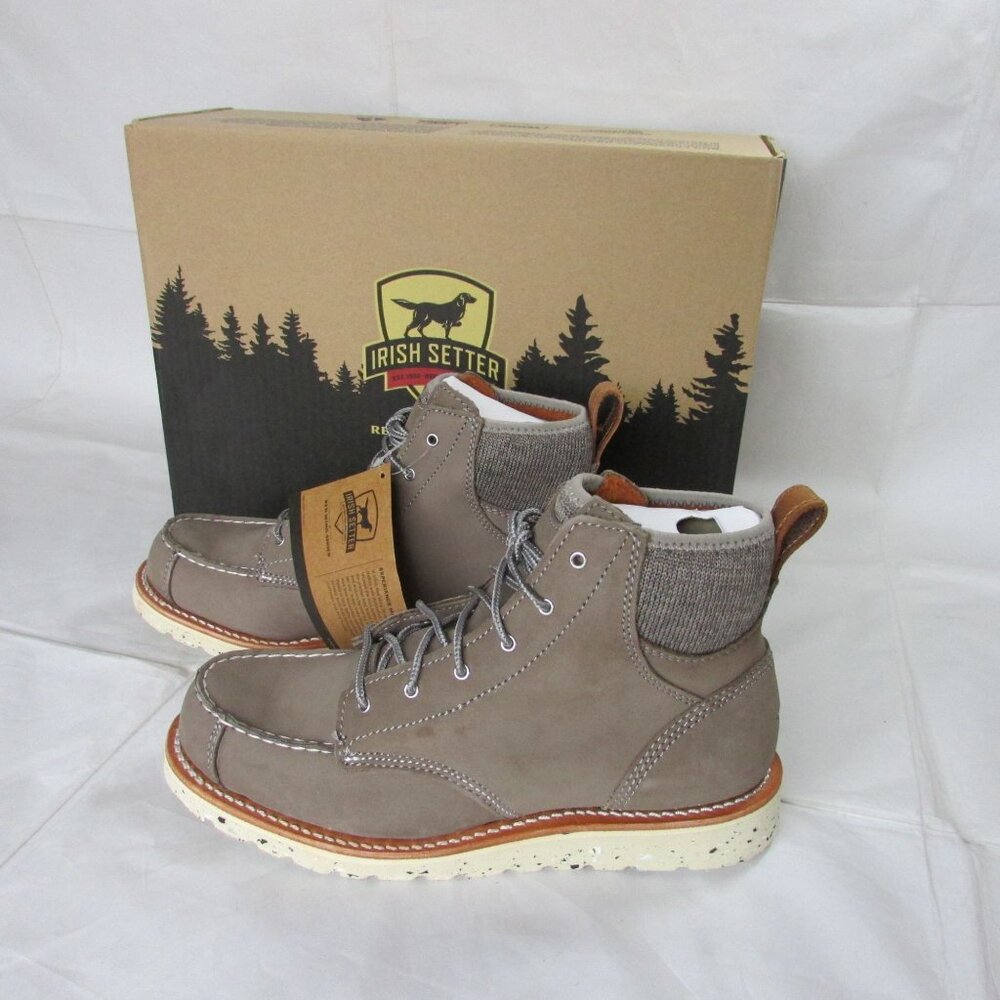 Irish Setter 8.5 Women's 6" Setter Fifty Moc Toe Lace Up Boots Grey 3919